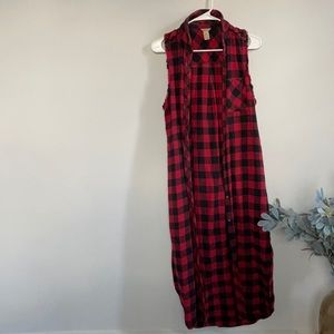 Forever 21 long plaid vest